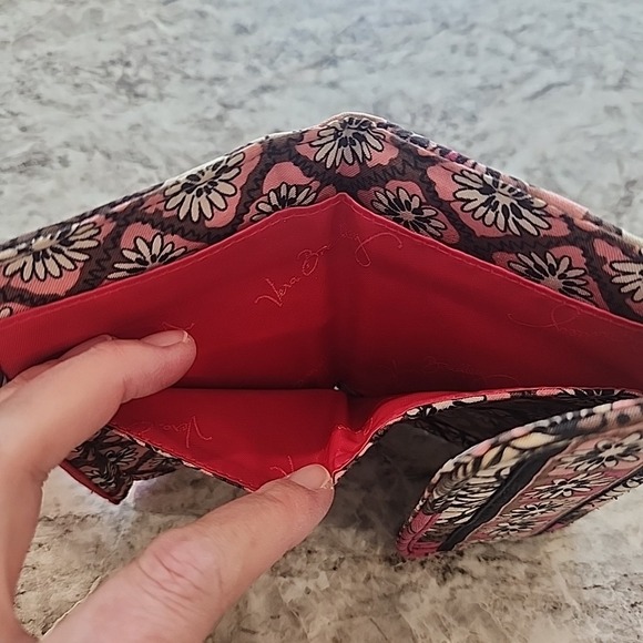 Vera Bradley Euro Wallet MOCHA ROUGE 10874-110 Retired Pattern brown pink - Picture 6 of 6